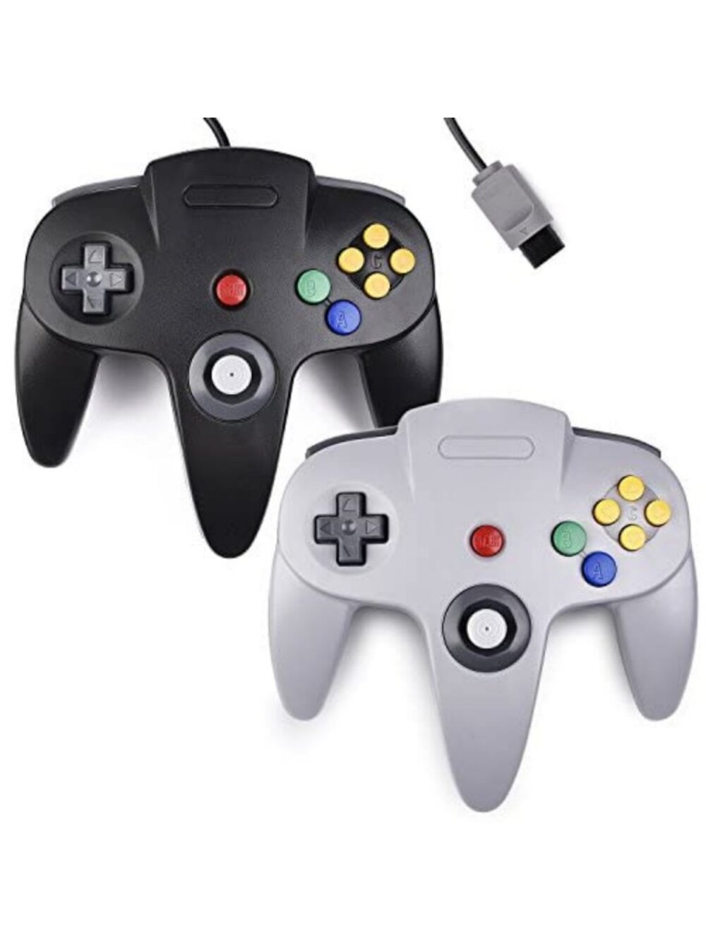 2x Retro Wired N64 Gamepad Controllers - Classic Joystick for Nintendo Console